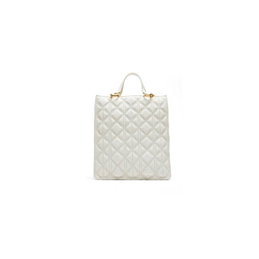 Zara Quilted White Tote Bag